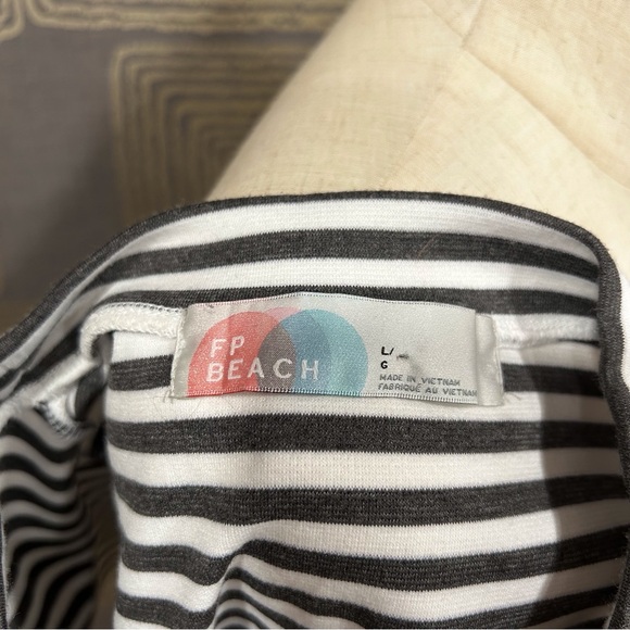 FREE PEOPLE BEACH Gray/White Striped Shift Dress - Picture 7 of 8